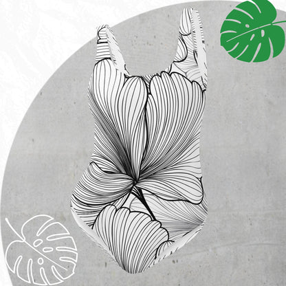 B&W Floral Swimsuit