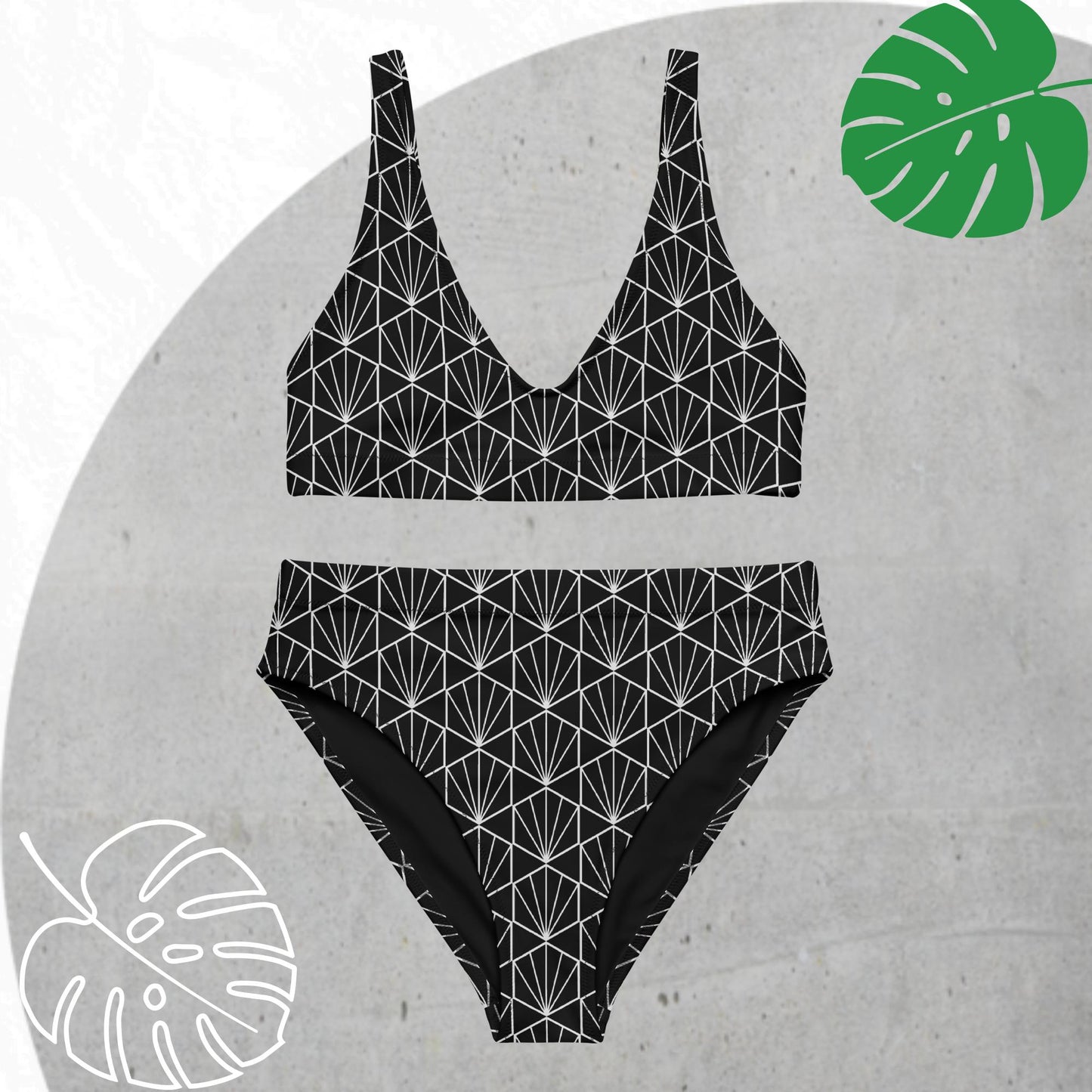 Black Pattern high-waisted set