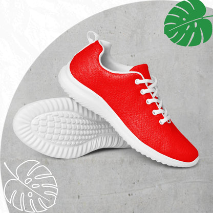 Red athletic shoes