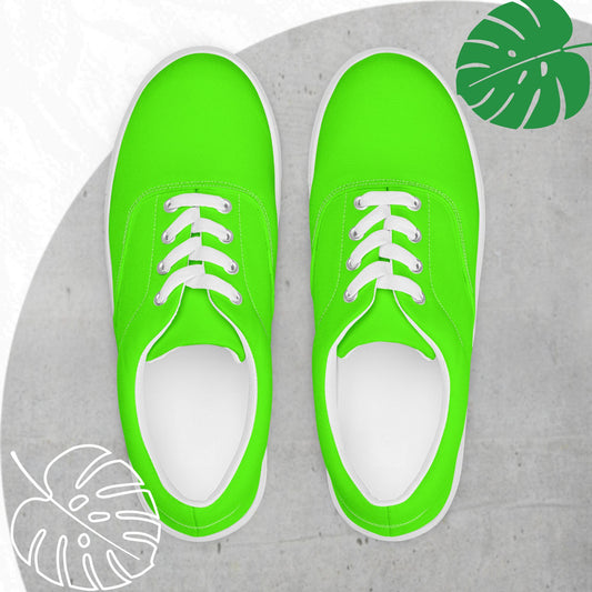 Green (neon) lace up flats