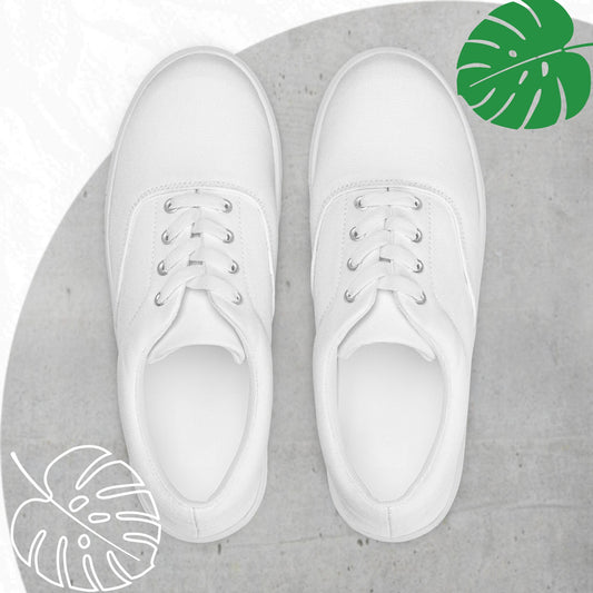 White lace up flats