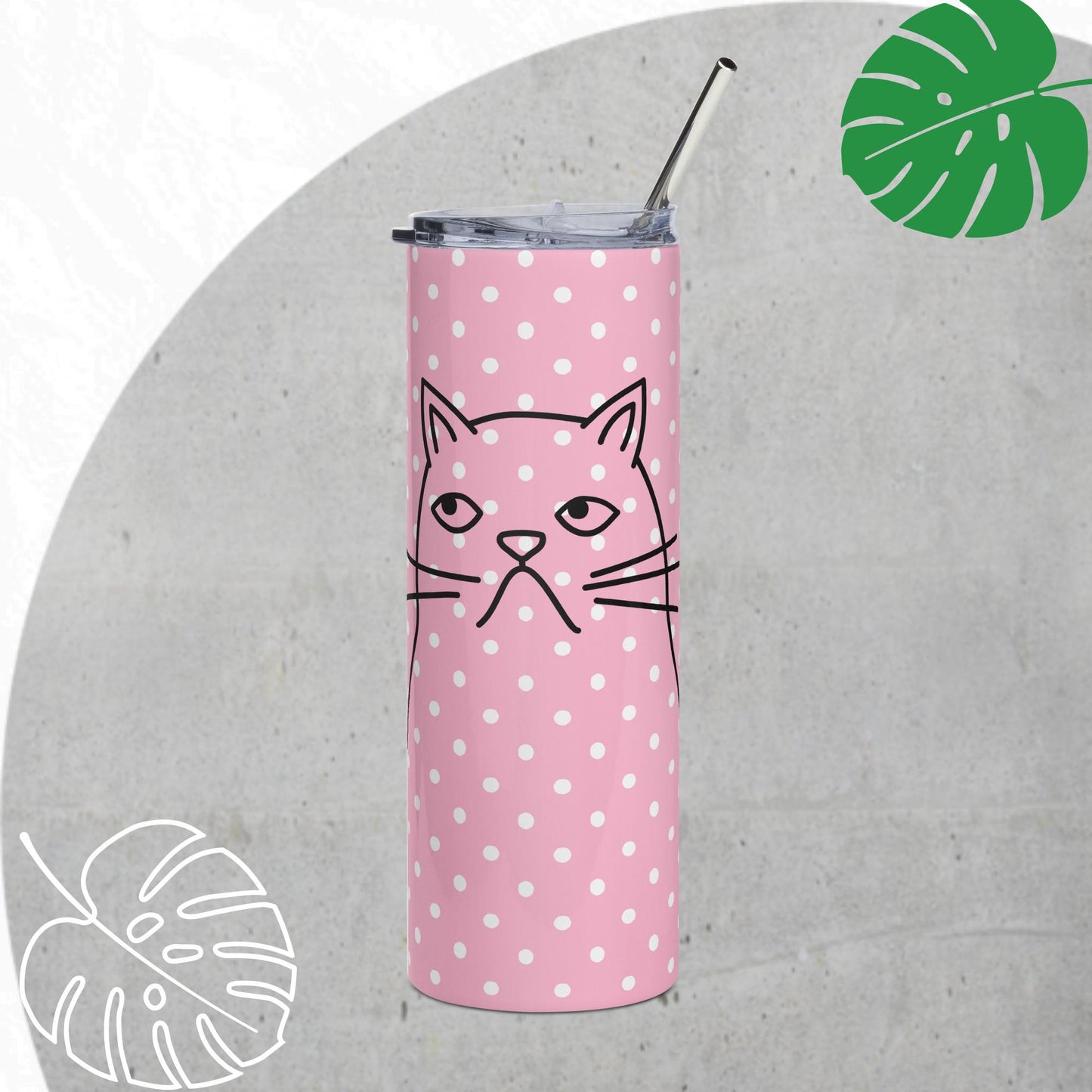 Polka-dot cat 20oz tumbler