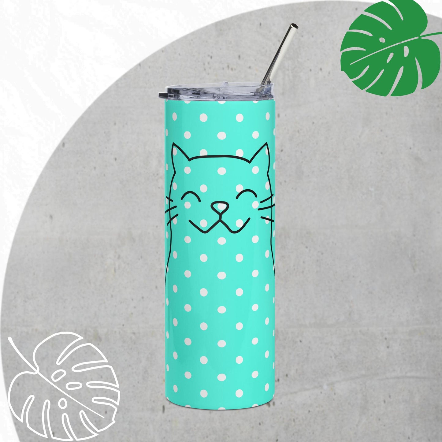 Polka-dot cat 20oz tumbler