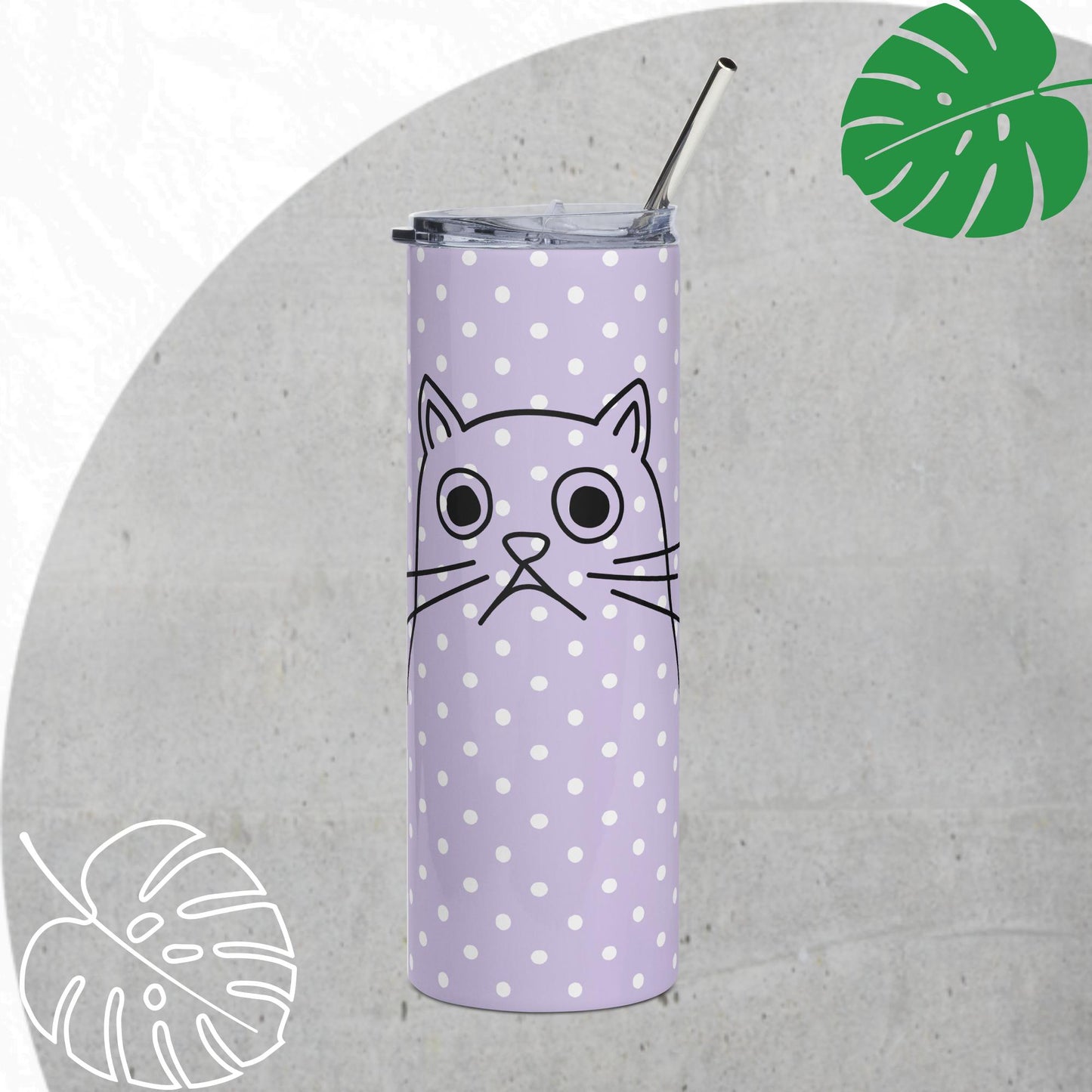 Polka-dot cat 20oz tumbler